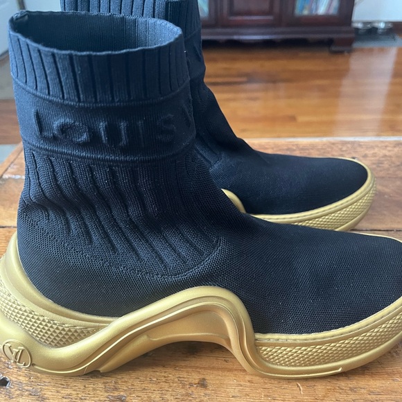 Louis Vuitton Black and Gold Ankle Boots - Picture 1 of 7